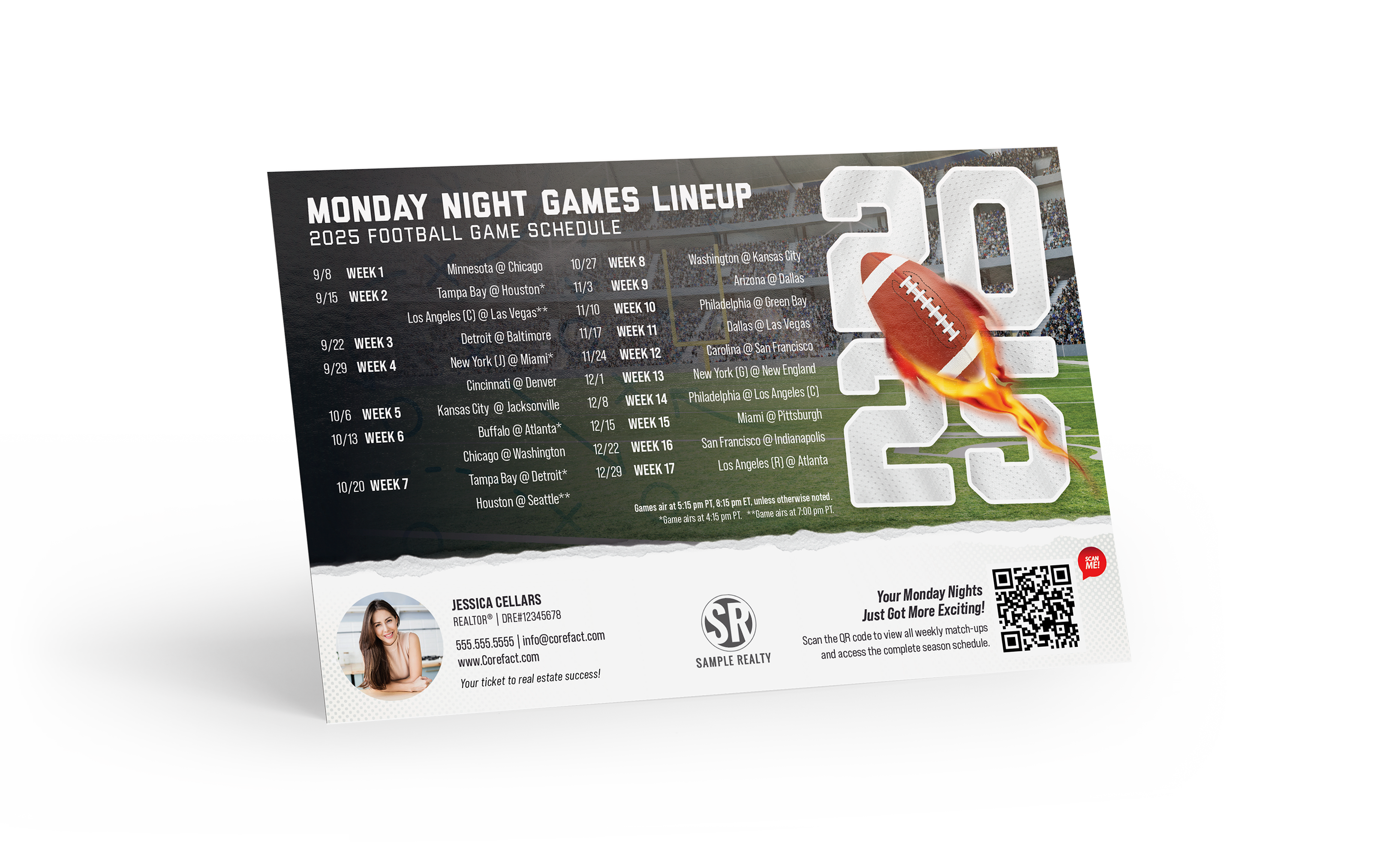 Football Schedule 2025 Magnet - Monday Football (Print Only)