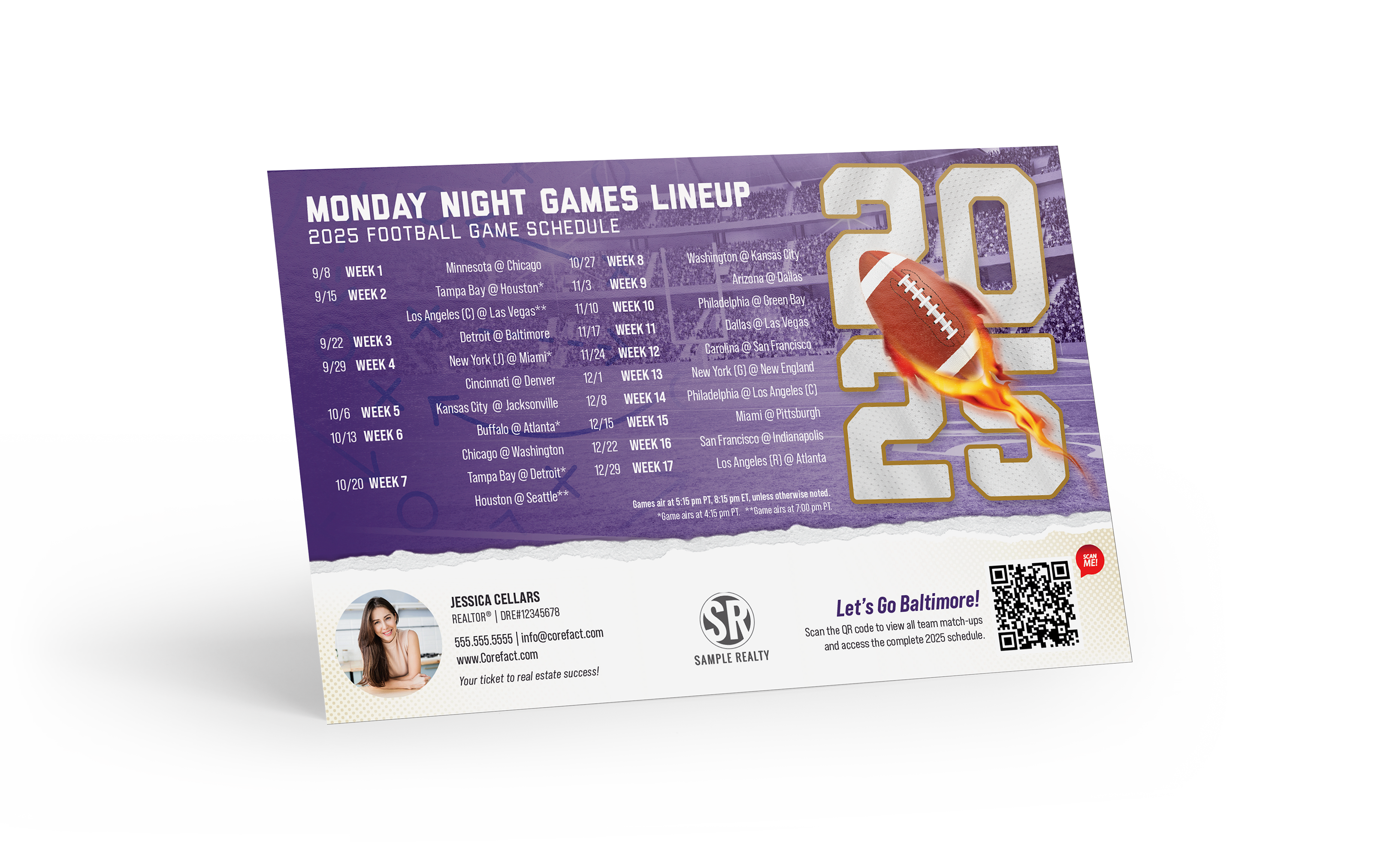 Football Schedule 2025 Magnet - Baltimore (Print Only)