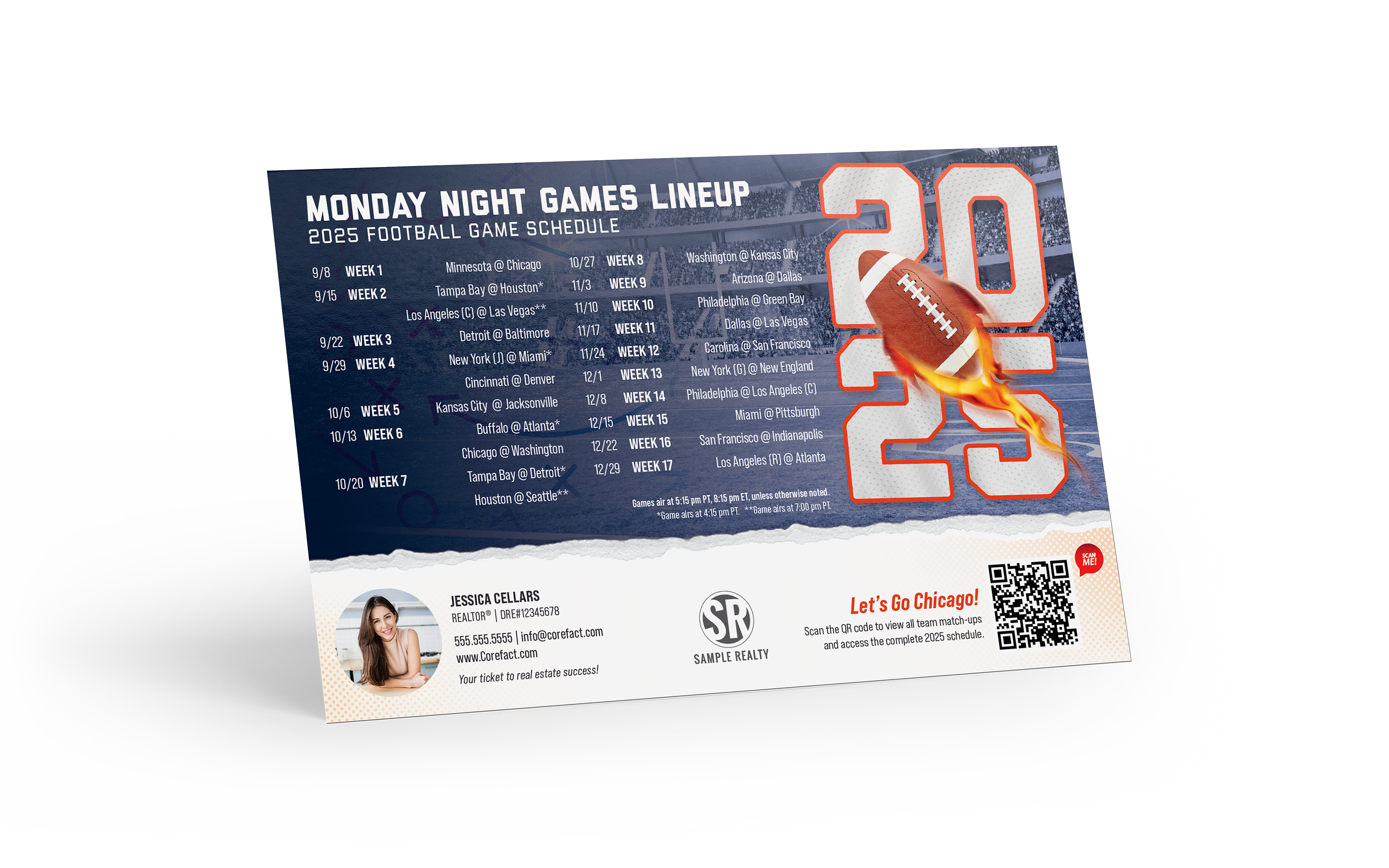 Football Schedule 2025 Magnet - Chicago (Print Only)