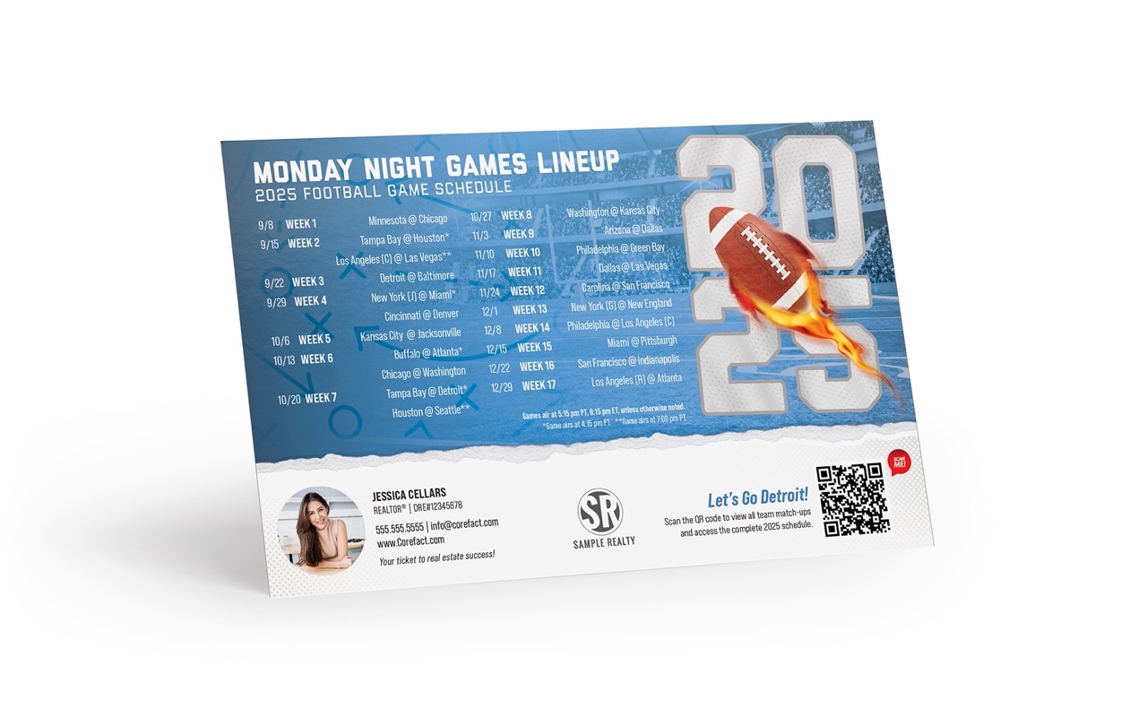 Football Schedule 2025 Magnet - Detroit (Print Only)