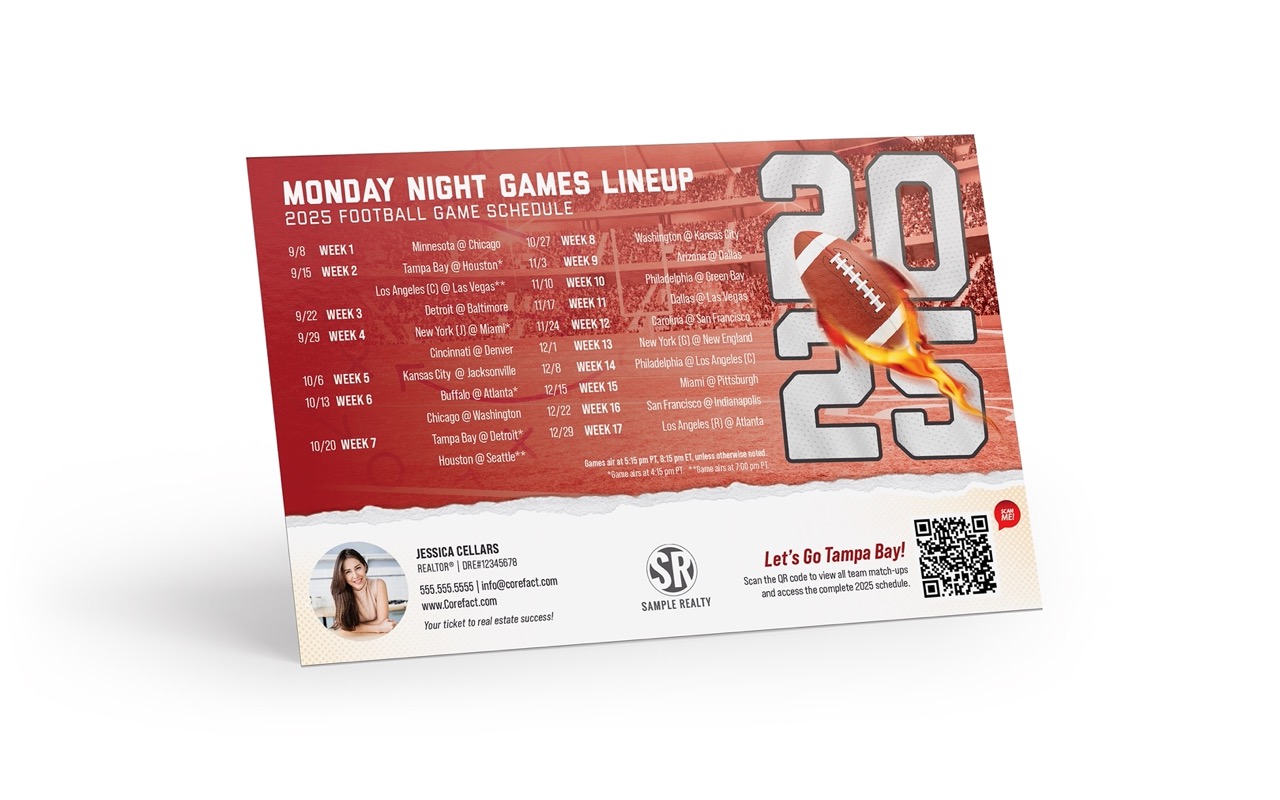 Football Schedule 2025 Magnet - Tampa Bay (Print Only)