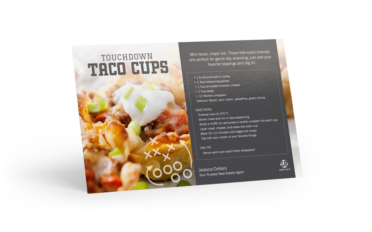 Recipe Postcard -  Touchdown Taco Cups