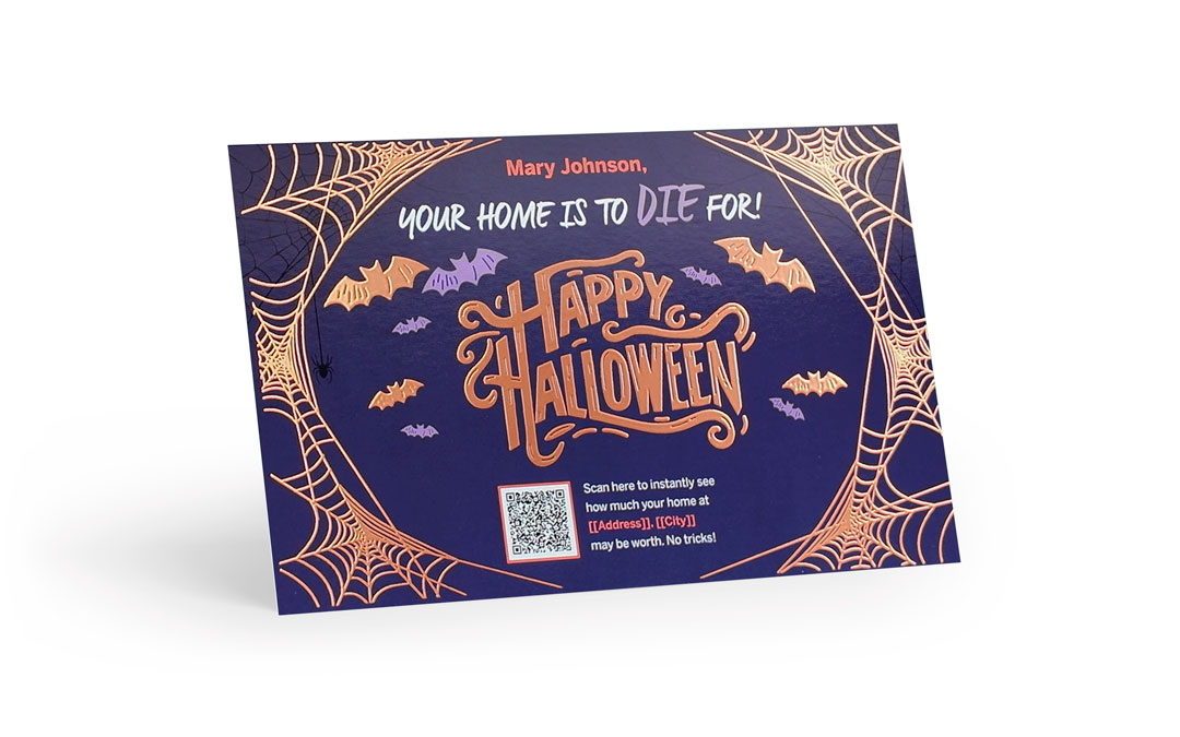 Copper Foil Postcard - Happy Halloween - QR Home Estimate