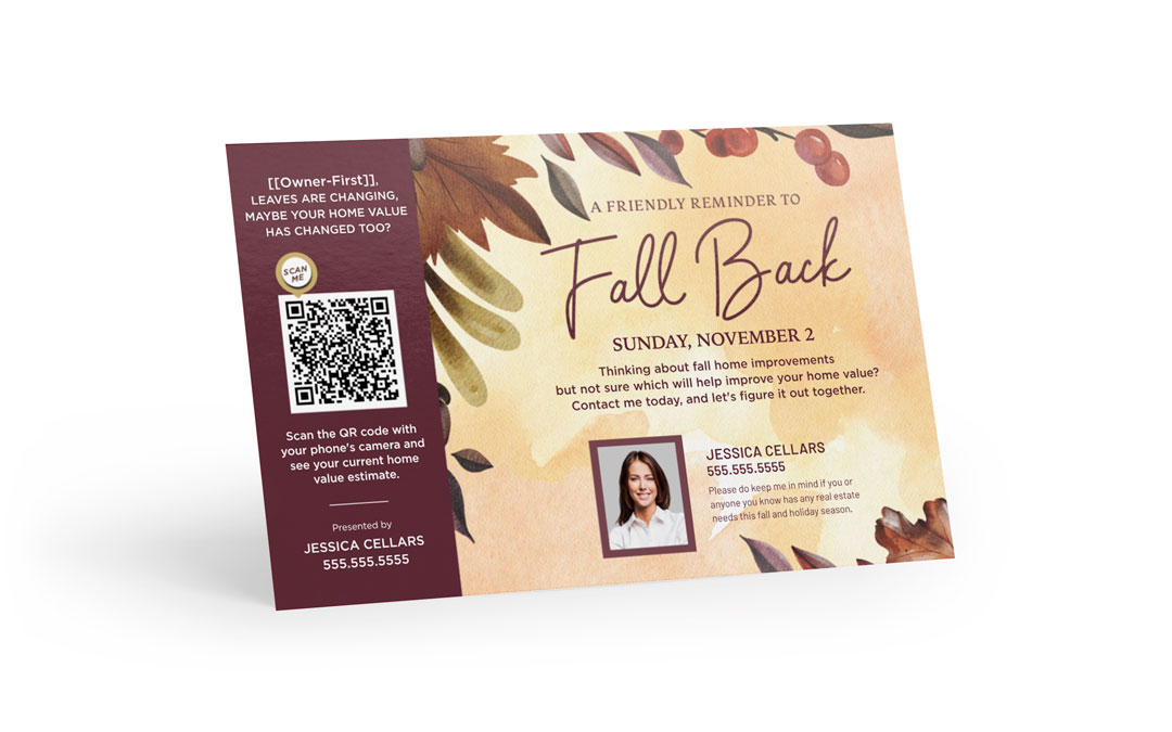 Seasonal Postcard - Fall Back - QR Home Estimate