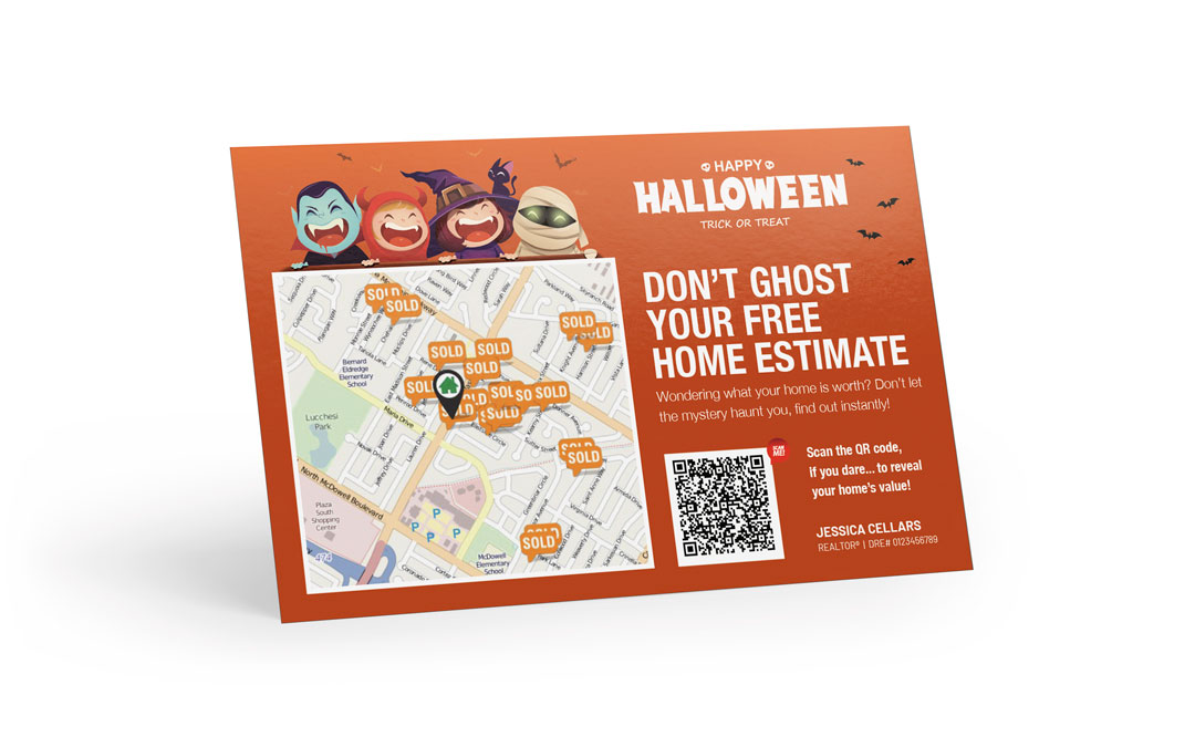 Seasonal Postcard - Knock, Knock! A Home Value Treat -  Halloween Awaits