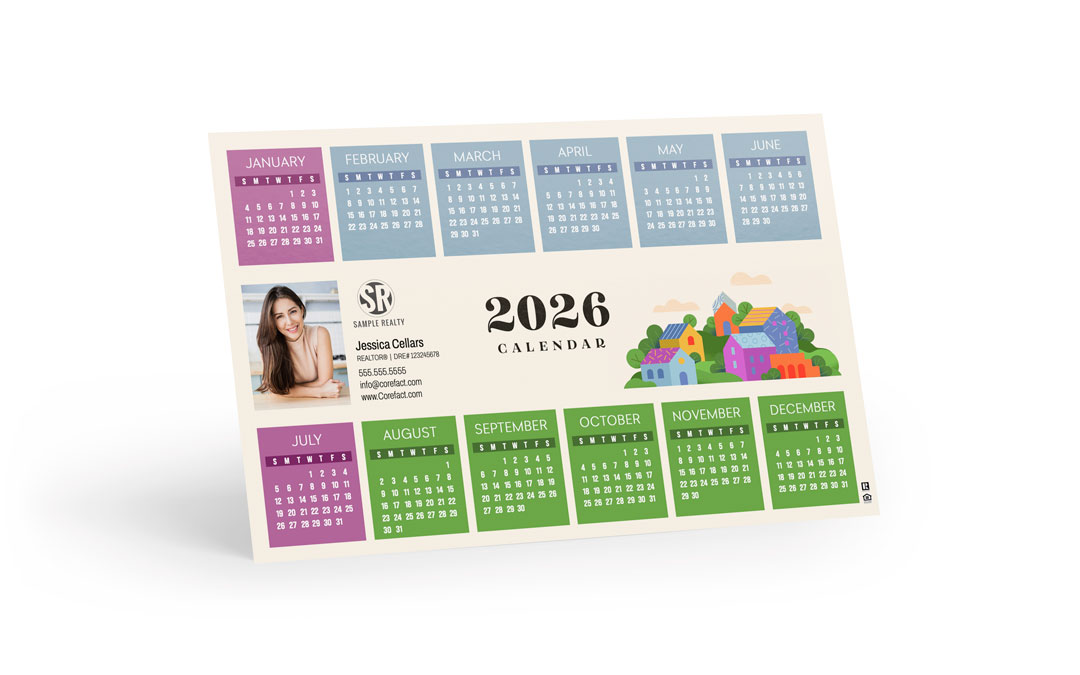 Calendar  Postcard  2026 - Happy Little Town