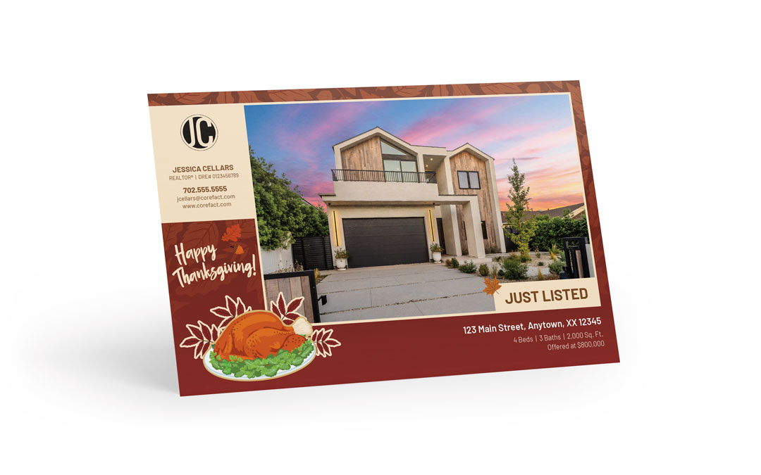 Seasonal Postcard - Just Listed - Happy Thanksgiving