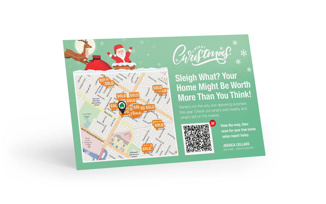 Seasonal Postcard - Christmas - QR Home Estimate - Sleigh What?