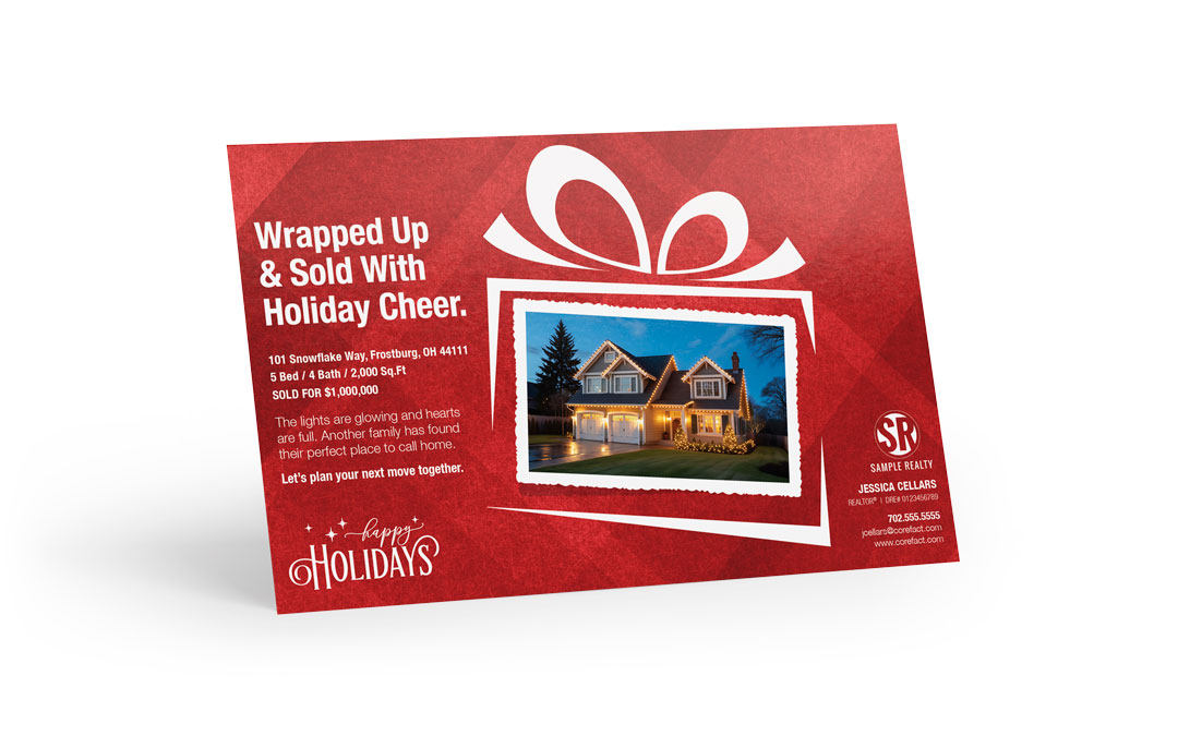 Seasonal Postcard - Just Sold Christmas - Wrapped Up & Sold