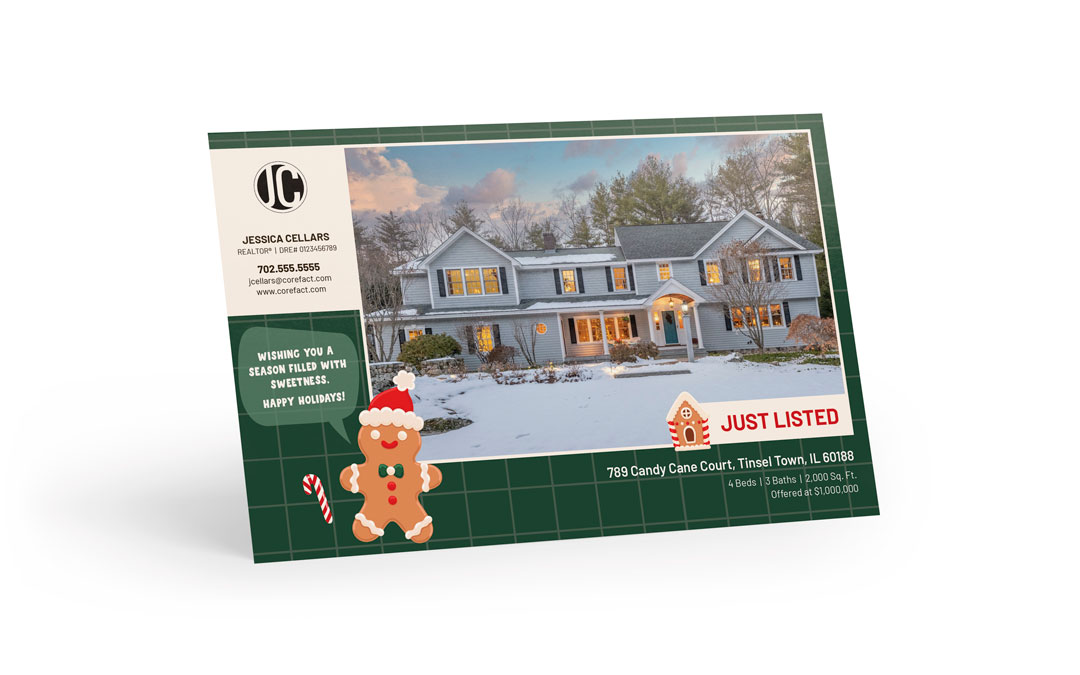 Seasonal Postcard - Just Listed Christmas - Gingerbread