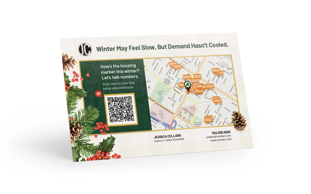 Seasonal Postcard - Home Estimate QR Code - Winter Foliage 