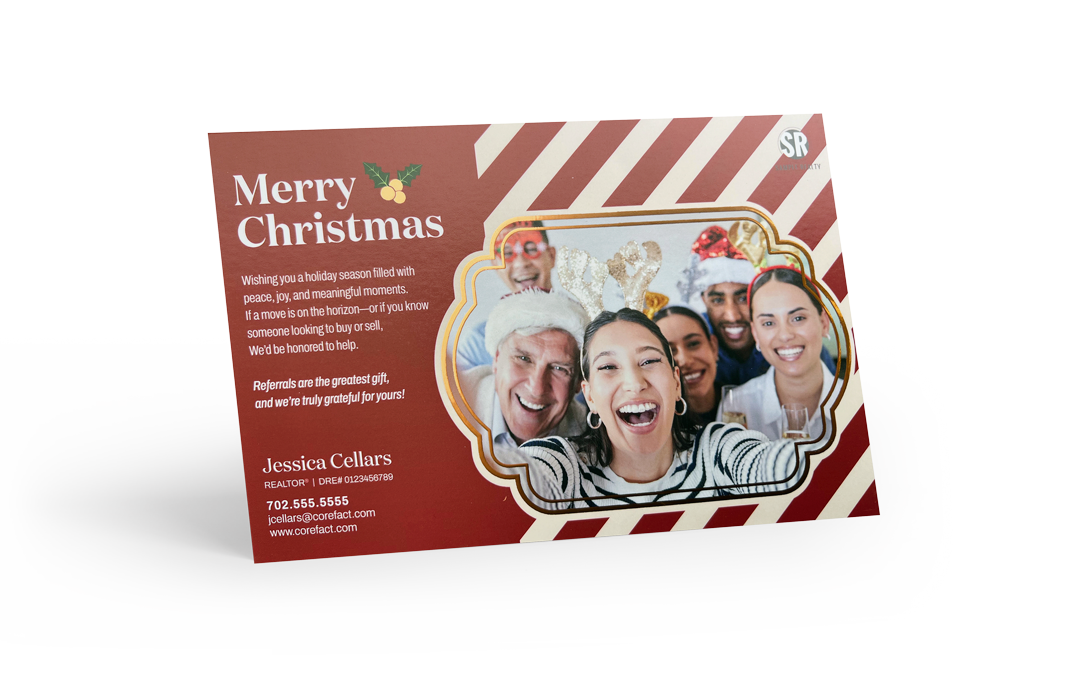 Copper Foil Postcard -  Seasonal - Holiday Stripes Photo Frame 