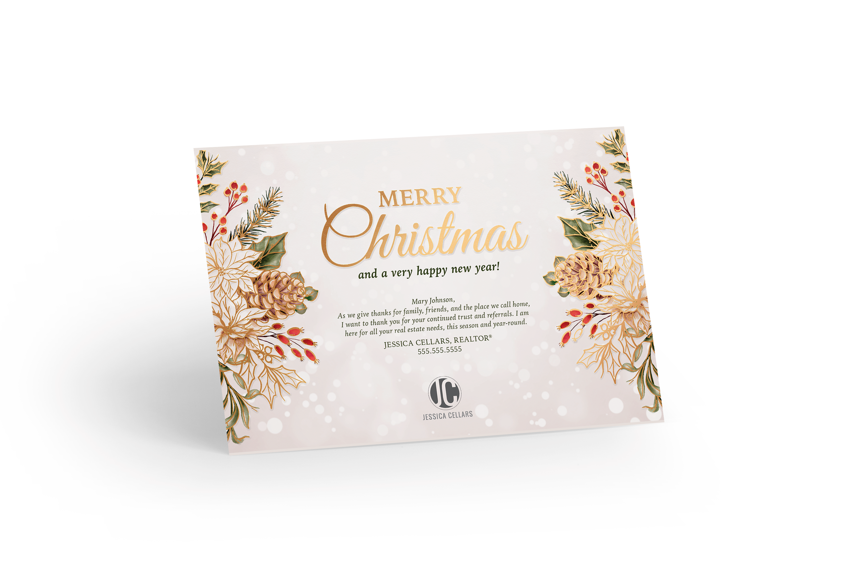 Foil & Varnish Postcard - CopperFoil - Merry Christmas