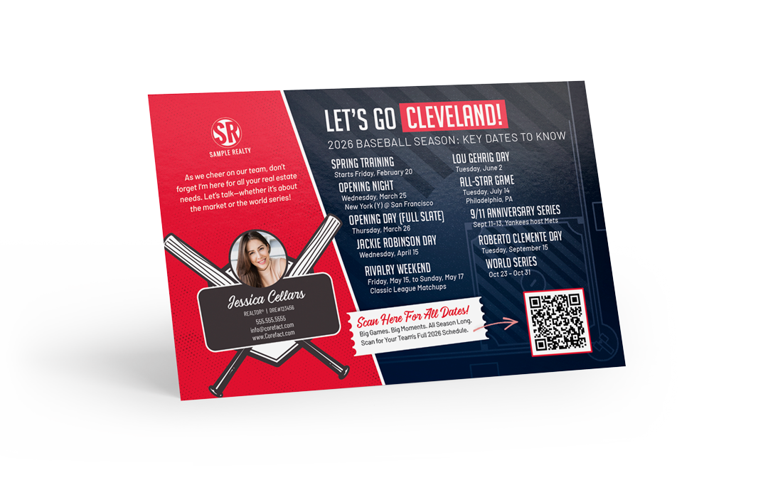 Baseball Schedule Postcard - Cleveland