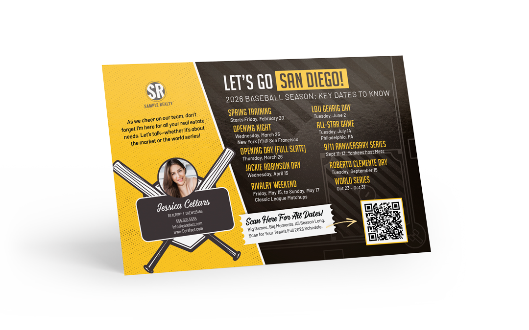 Baseball Schedule Postcard - San Diego