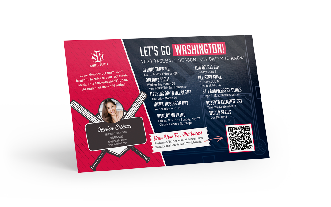 Baseball Schedule Postcard - Washington