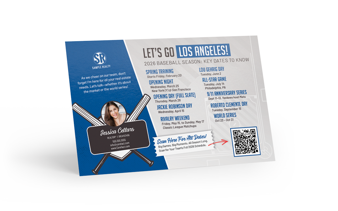 Magnets - Baseball Schedule Postcard - Los Angeles D (Print Only)