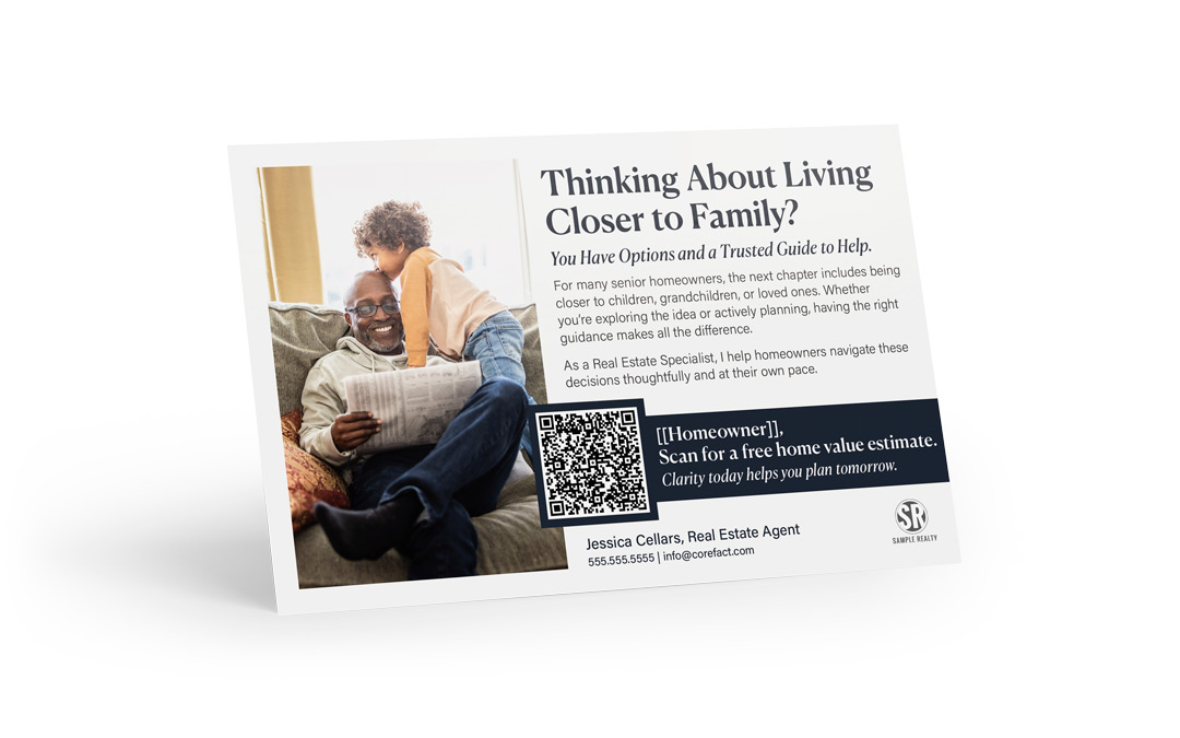 Senior Series Postcard - Home Estimate QR - Closer to Family