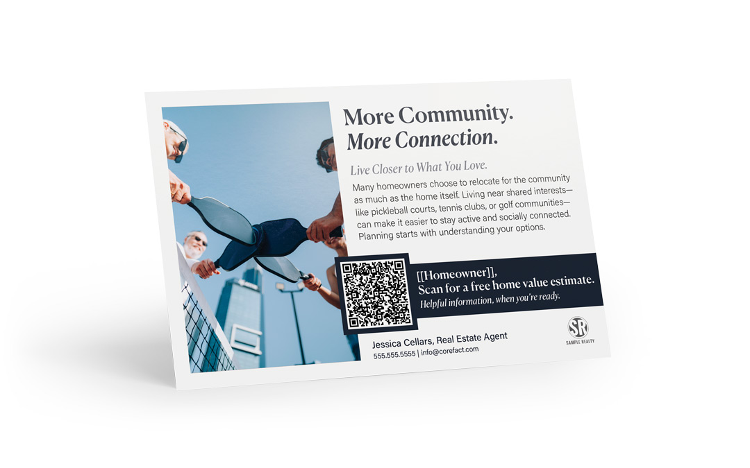 Senior Series Postcard - Home Estimate QR - Community  & Connections