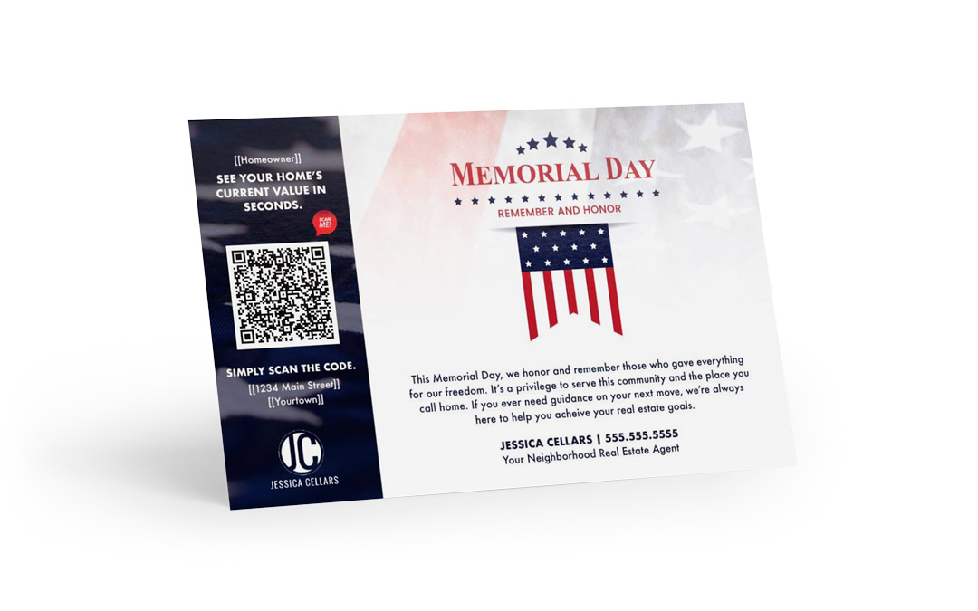 Seasonal Postcard - Home Estimate QR - Memorial Day Stars