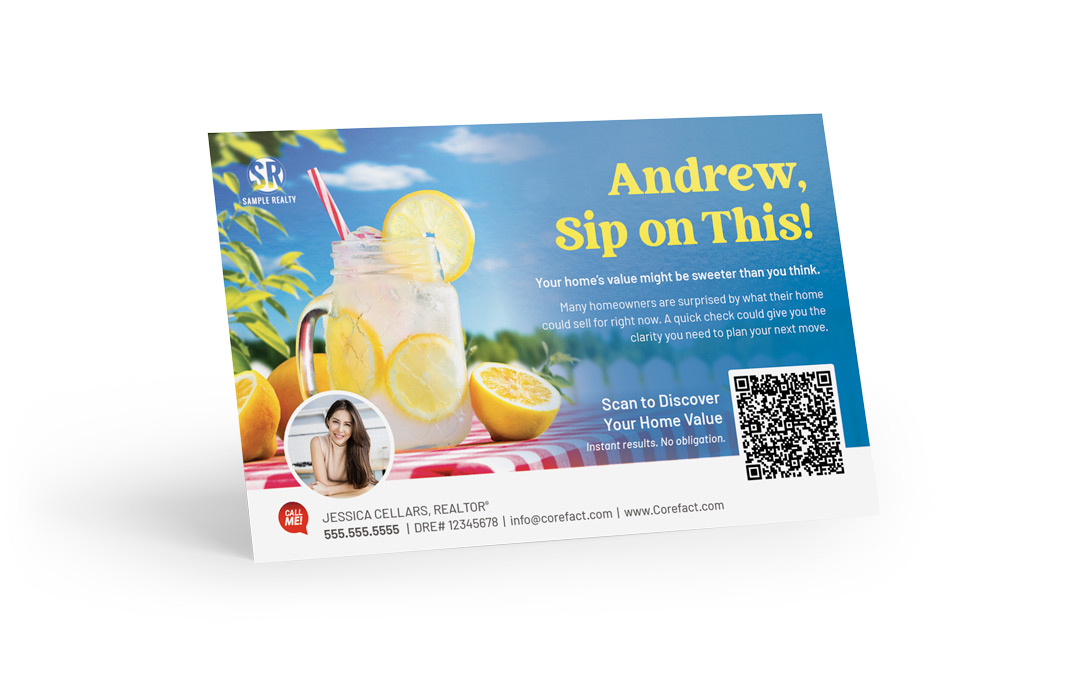 Seasonal Postcard - Summer Home Estimate QR - Sip on  This