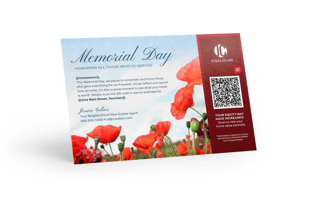 Seasonal Postcard - Home Estimate QR - Memorial Day Poppies