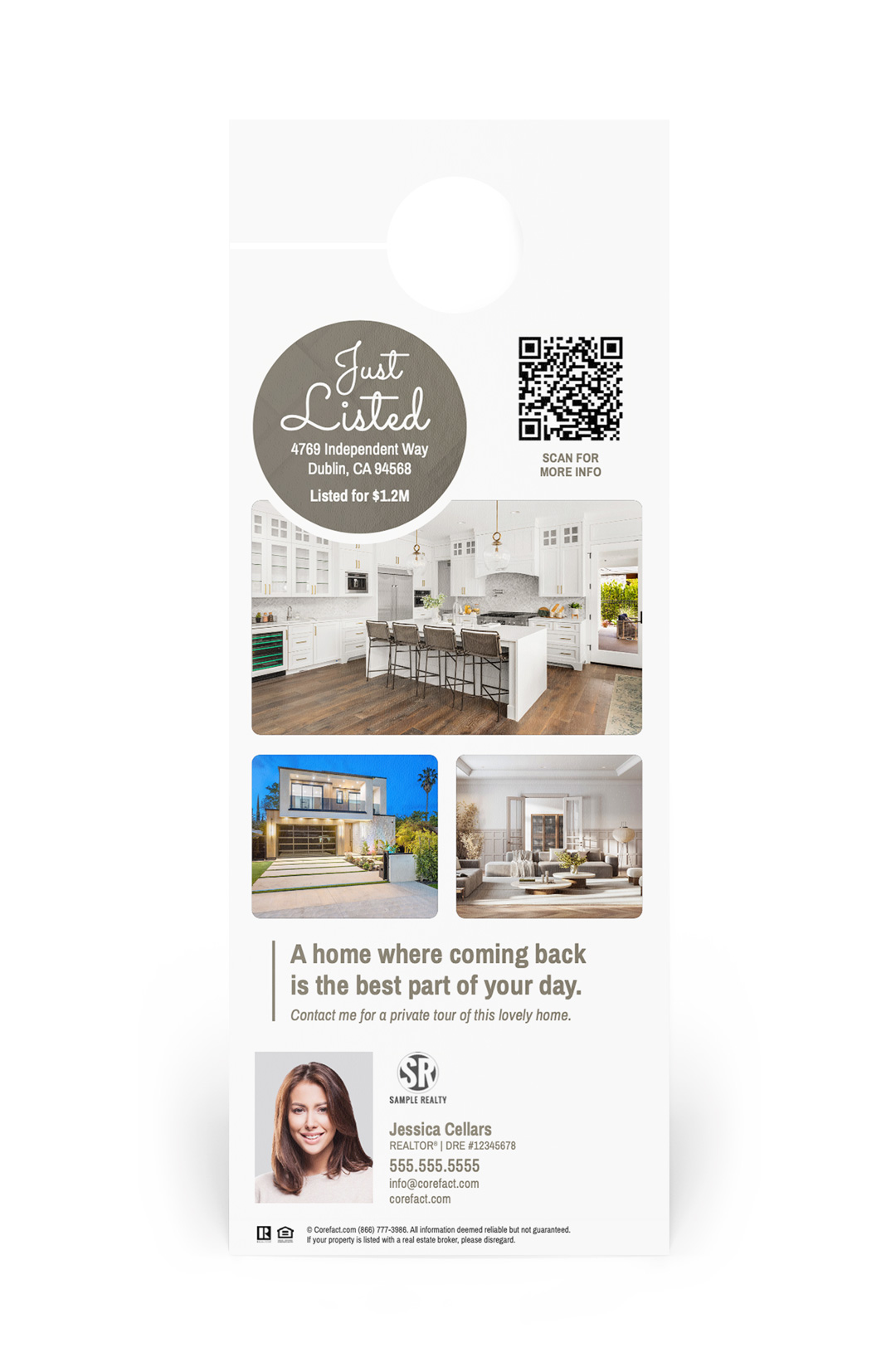 Door Hanger - Just Listed - Inspired Living - Three Photos