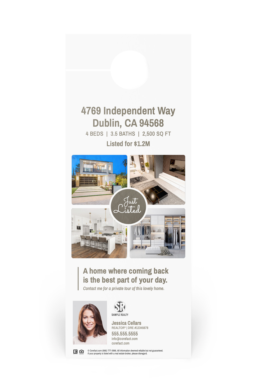 Door Hanger - Just Listed - Inspired Living - Four Photos
