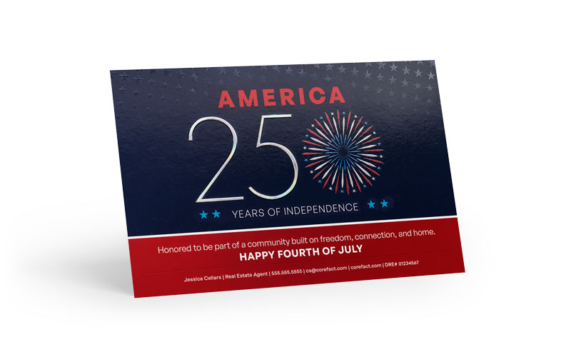 Holographic Foil Postcard - 4th of July - 250 Year Anniversary