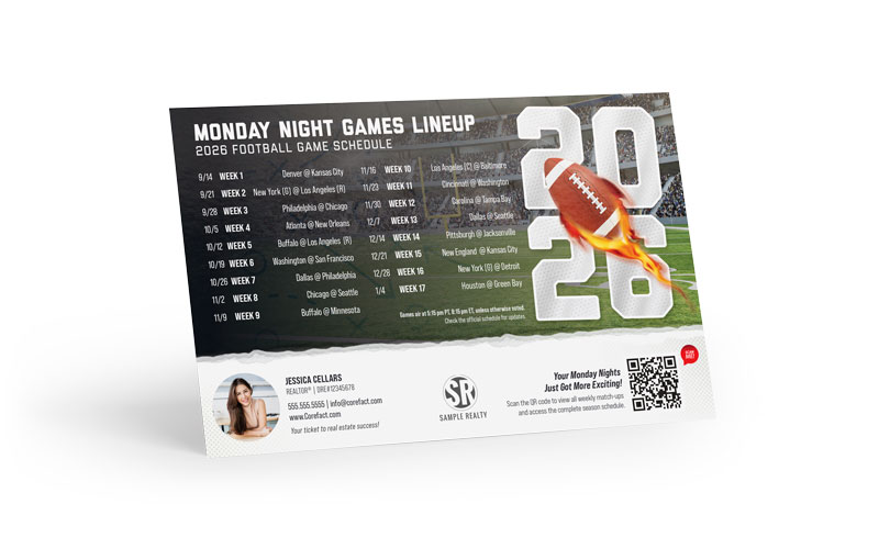 Football Schedule Magnet (Mailer) - 2026 Monday Football - QR