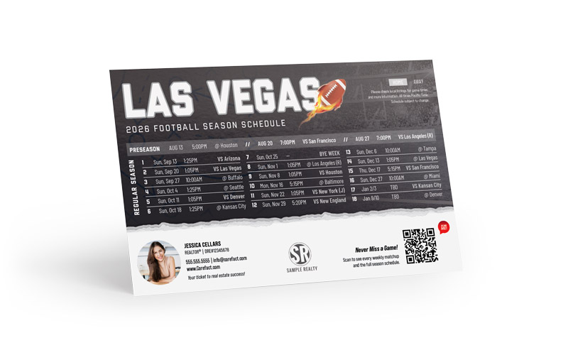 Football Schedule Postcard - 2026 Full Season - QR - Las Vegas
