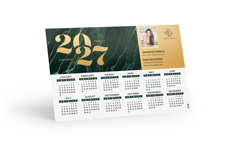 Calendar  Postcard  - 2027 - Gilded 