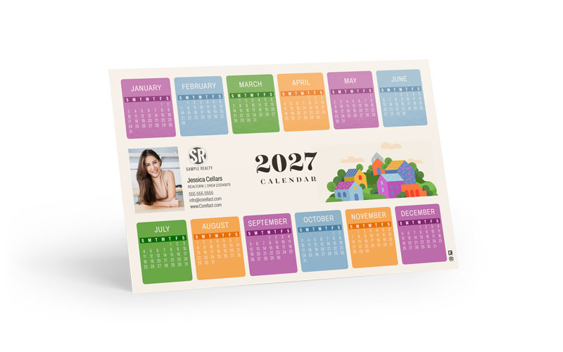 Calendar Magnet - 2027 - Happy Little Town (Mailer)