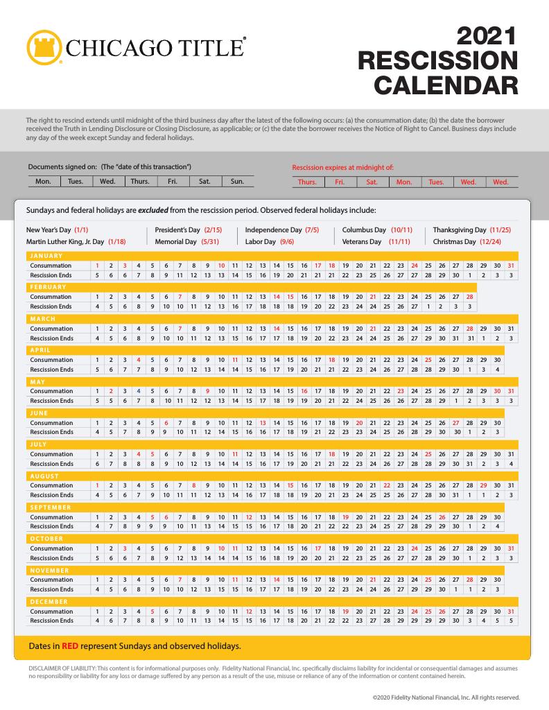 Corefact 2021 Rescission Calendar - CTT Corefact 2021 Rescission Calendar - CTT