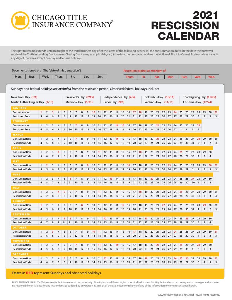 Corefact 2021 Rescission Calendar - CTIC Corefact 2021 Rescission Calendar - CTIC