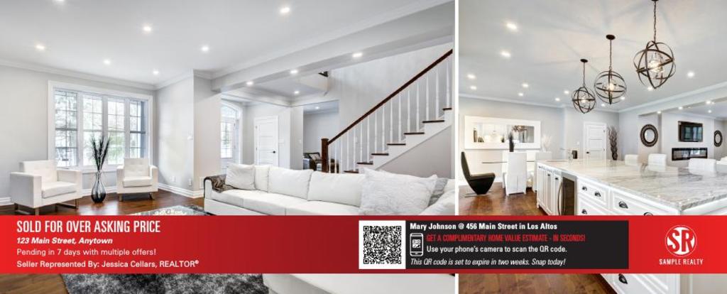 Corefact Just Sold Postcard <br> Home Estimate QR Code - Red Bar Corefact Just Sold Postcard <br> Home Estimate QR Code - Red Bar