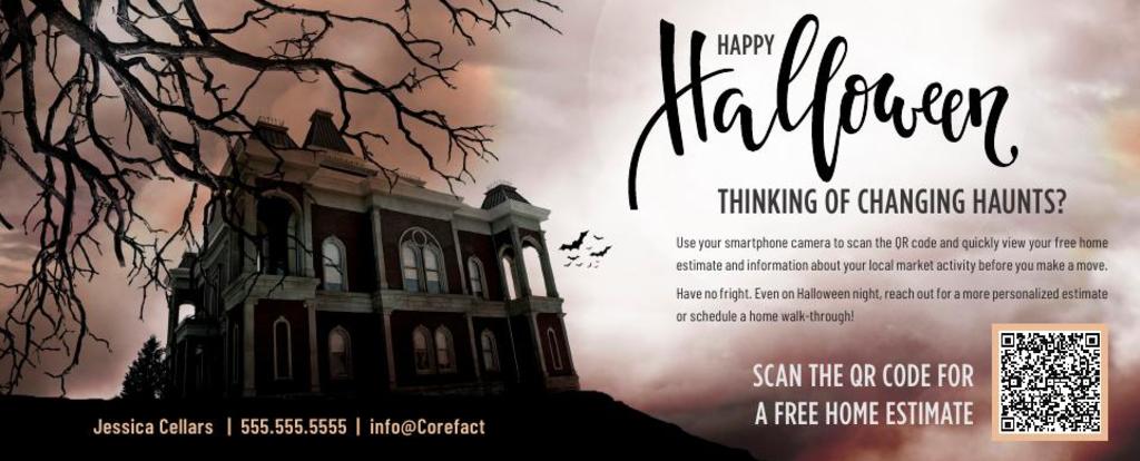 Corefact Seasonal Postcard <br> Home Estimate QR Code Halloween Corefact Seasonal Postcard <br> Home Estimate QR Code Halloween