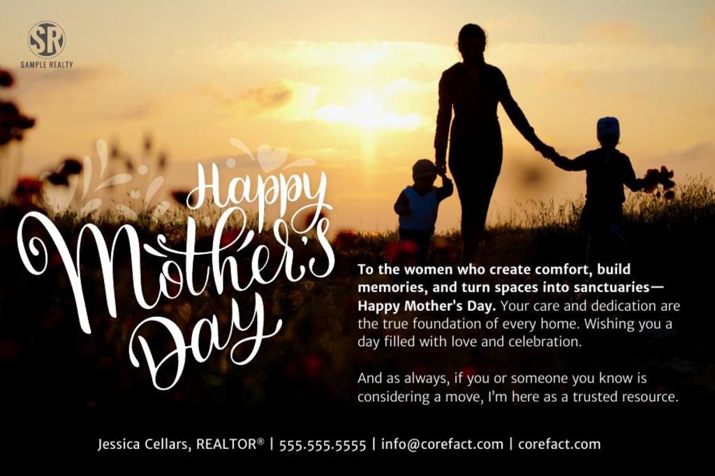 Seasonal Postcard - Happy Mother's Day - Silhouette