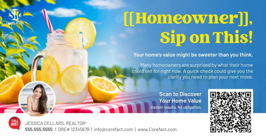 Seasonal Postcard - Summer Home Estimate QR - Sip on  This