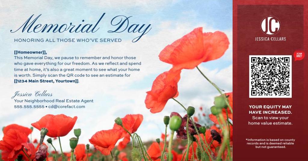 Seasonal Postcard - Home Estimate QR - Memorial Day Poppies