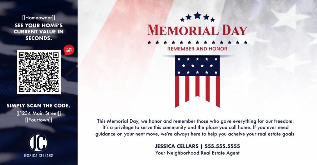Seasonal Postcard - Home Estimate QR - Memorial Day Stars
