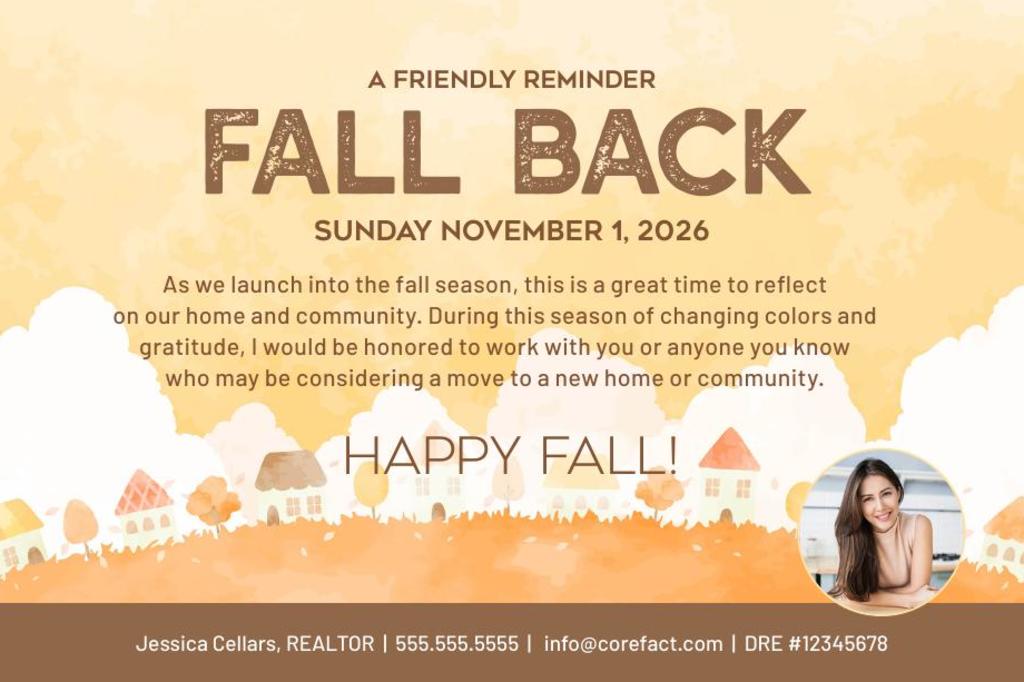 Seasonal Postcard - Happy Fall Back