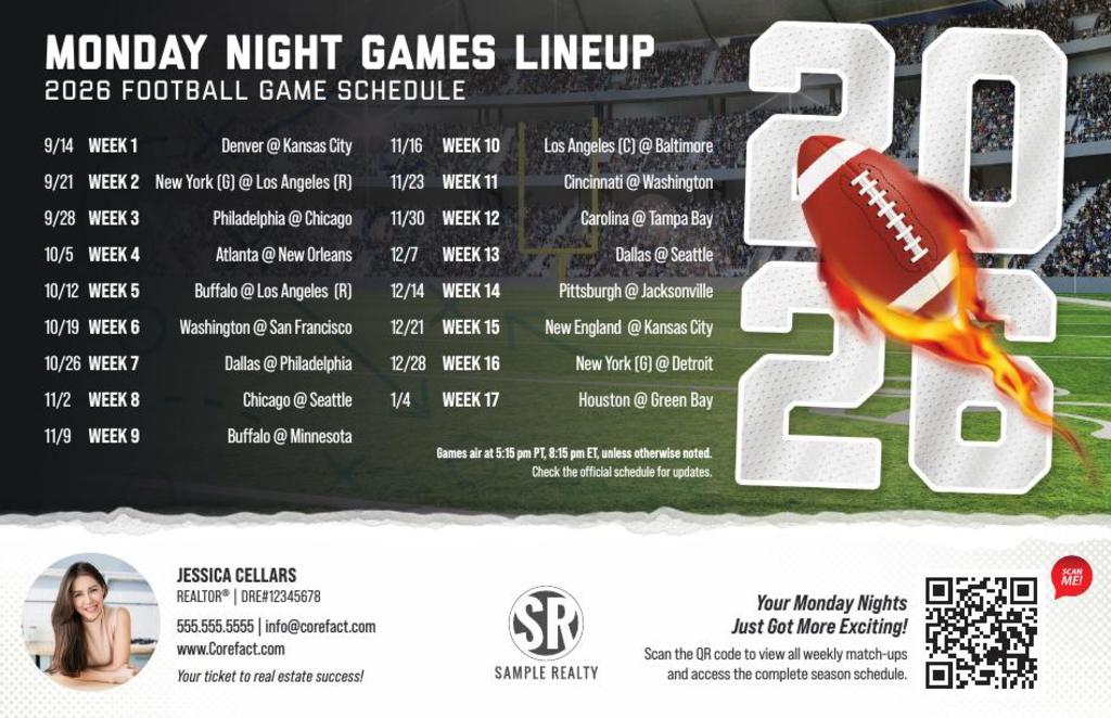 COMING SOON! Football Schedule 2026 Magnet - Monday Football (Print Only)