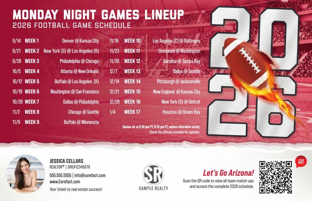 Football Schedule 2026 Magnet - Arizona (Print Only)
