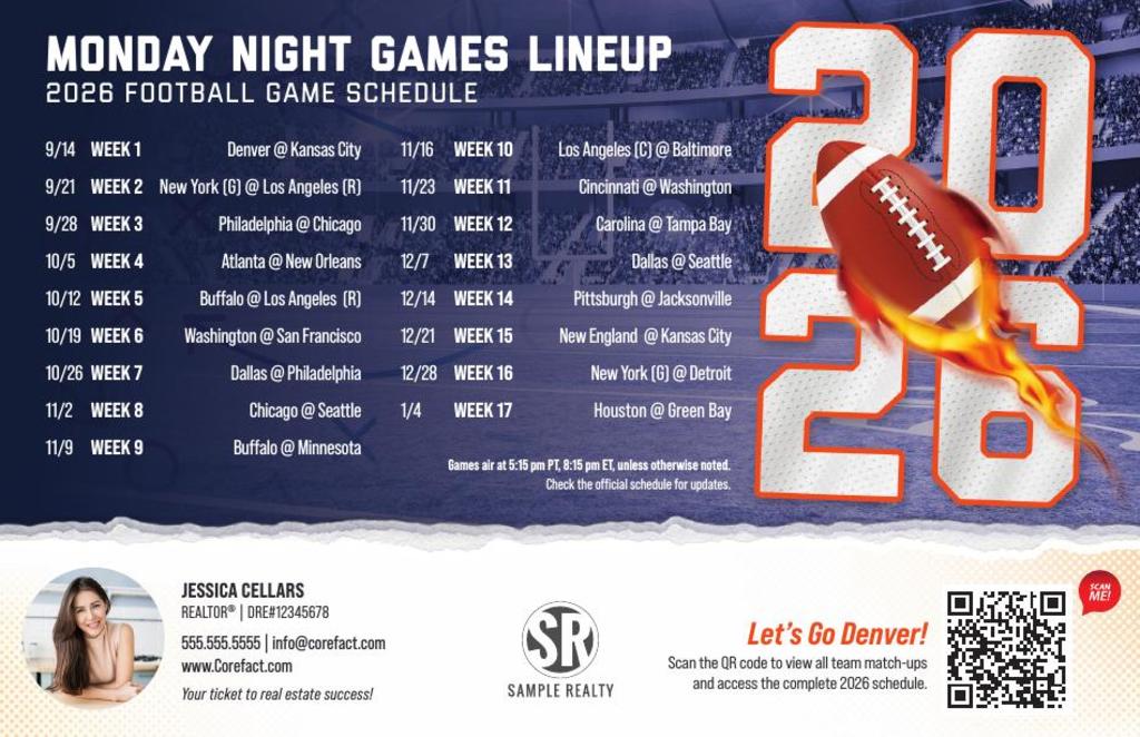 Football Schedule 2026 Magnet - Denver (Print Only)