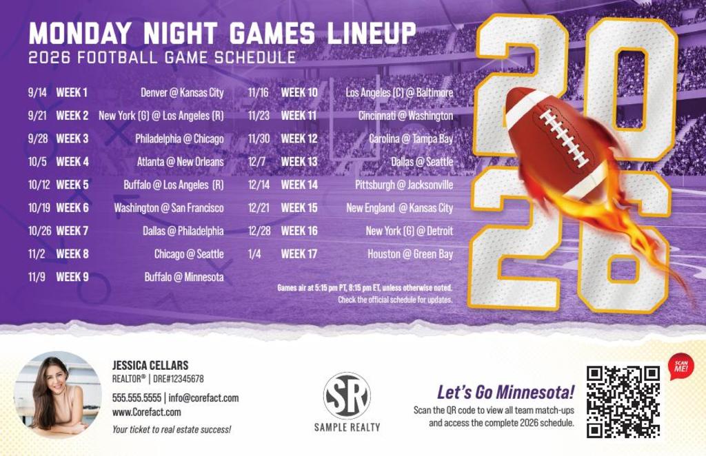 Football Schedule 2026 Magnet - Minnesota (Print Only)