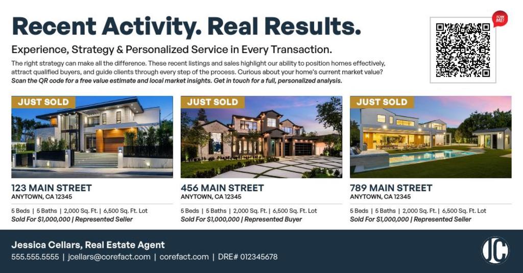 Proof of Production Postcard - Real Results with QR - Three  Photos