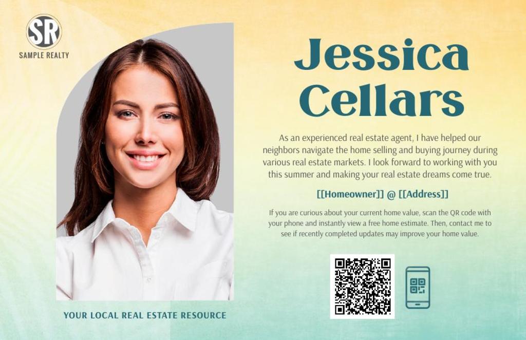 Seasonal Postcard - Home Estimate QR Code - Summer - Agent Photo (Optional Back)