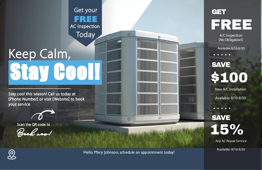 HVAC Postcard - Keep Calm, Stay Cool