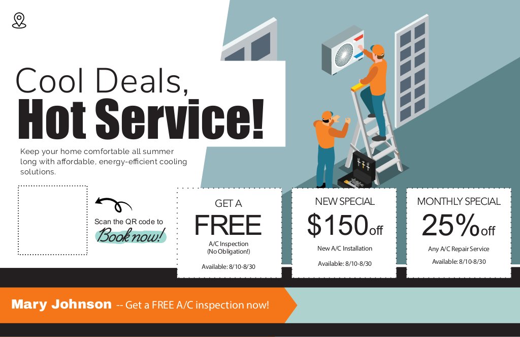 HVAC Postcard - Cool Deals Hot Service!